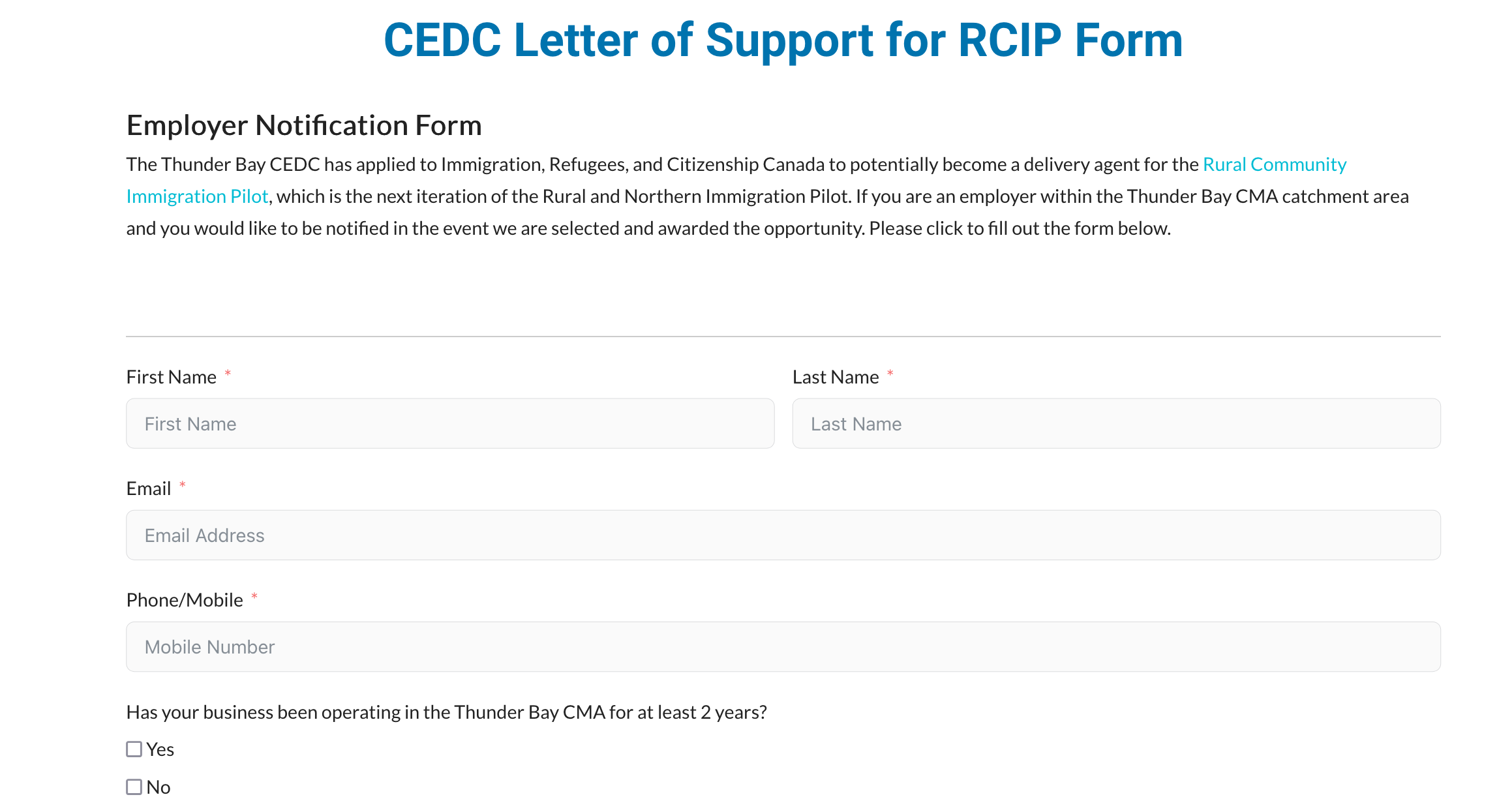 Rural and Northern Immigration Pilot