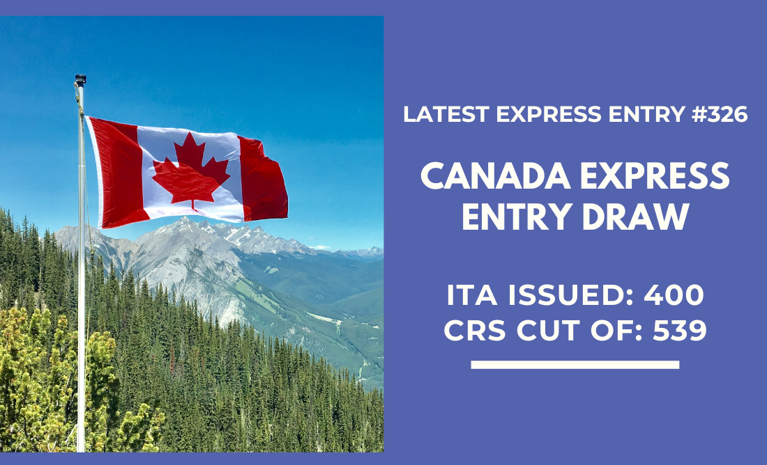 Express Entry Draw 326 - 400 ITAs issued to Canadian Experience Class (CEC) applicants with a CRS cut-off score of 539 on November 19, 2024